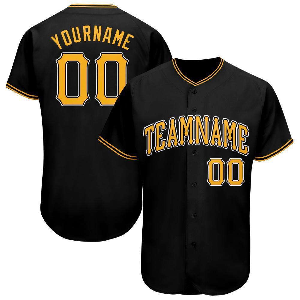Gestalten Schwarz Gold-Weiß Baseball Trikot