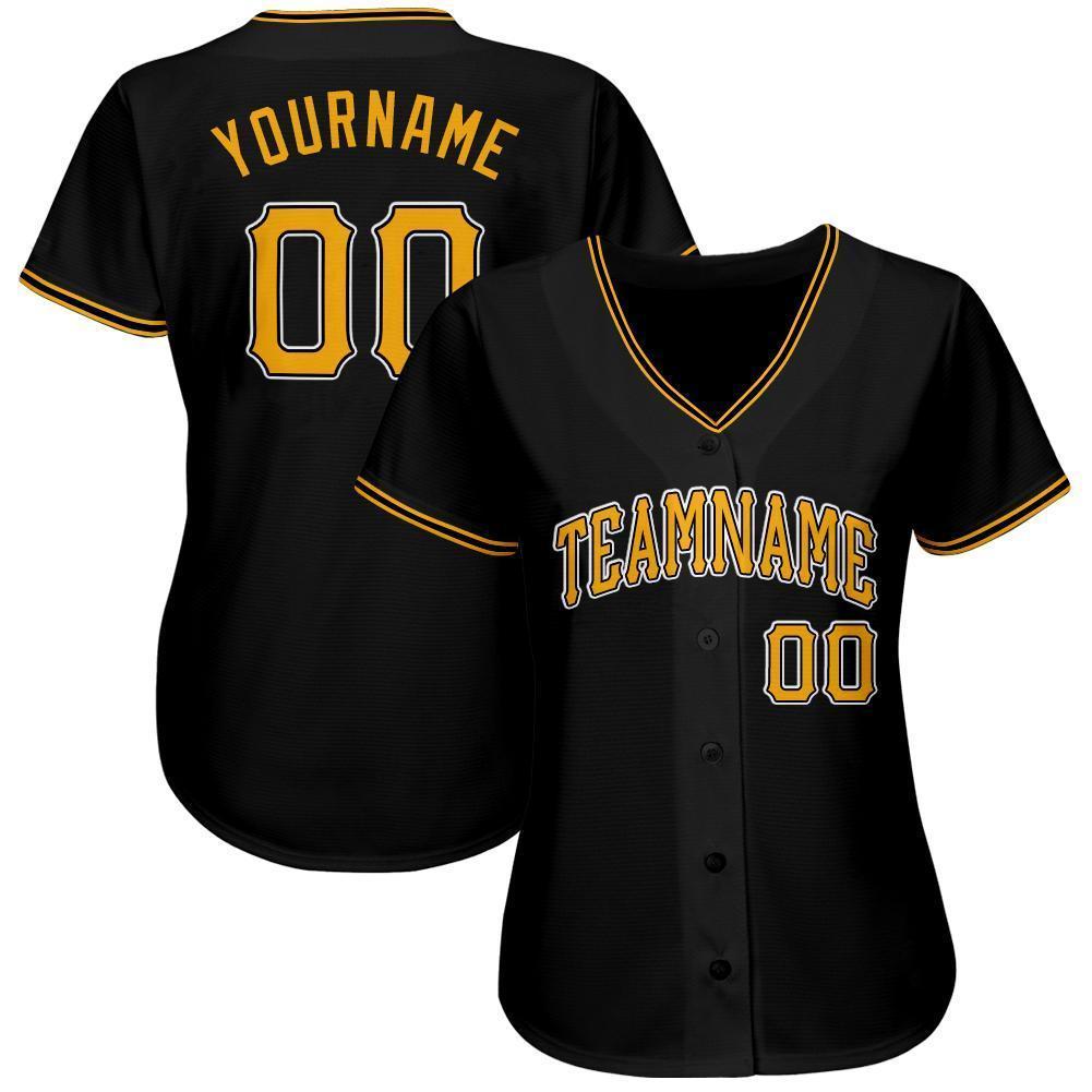 Gestalten Schwarz Gold-Weiß Baseball Trikot