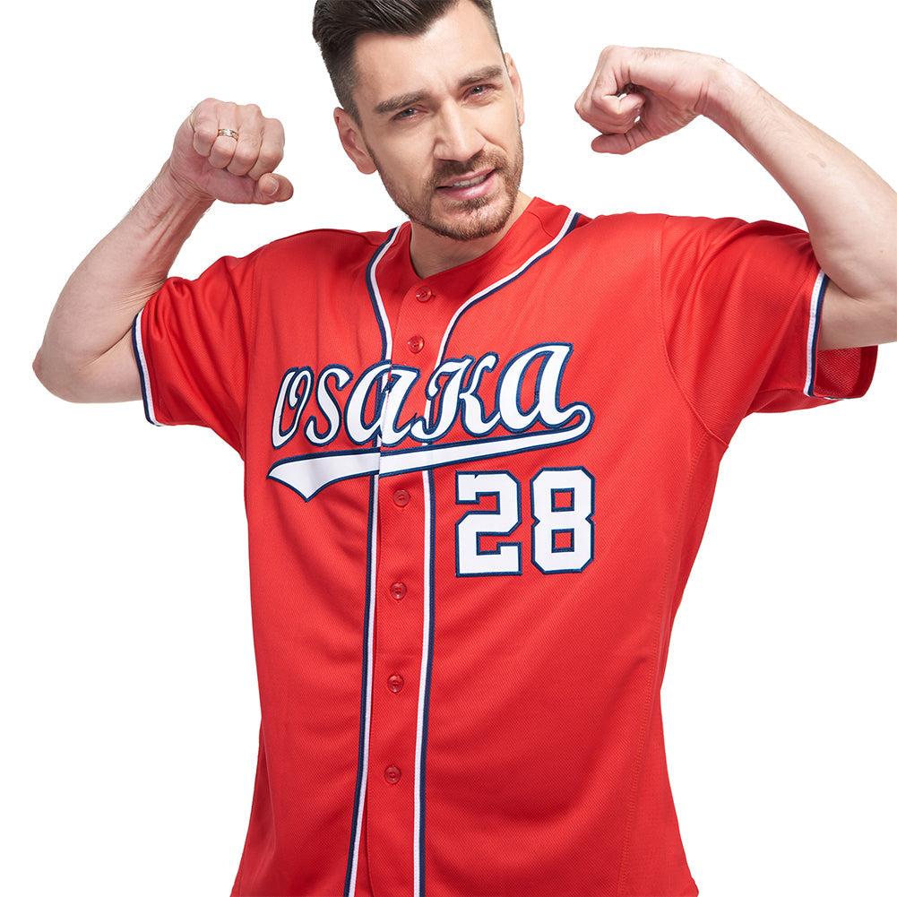 Gestalten rot weiß-marineblau Baseball Trikot